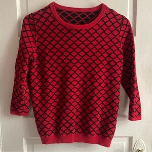 Vintage Crew Neck Red Sweater with 3/4 Sleeves